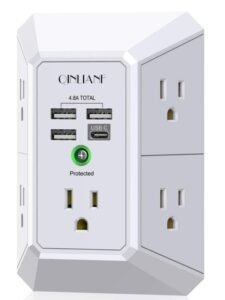 Read more about the article Wall Charger & Surge Protector – QINLIANF 5-Outlet Extender with 4 USB Ports, 1680J Power Strip